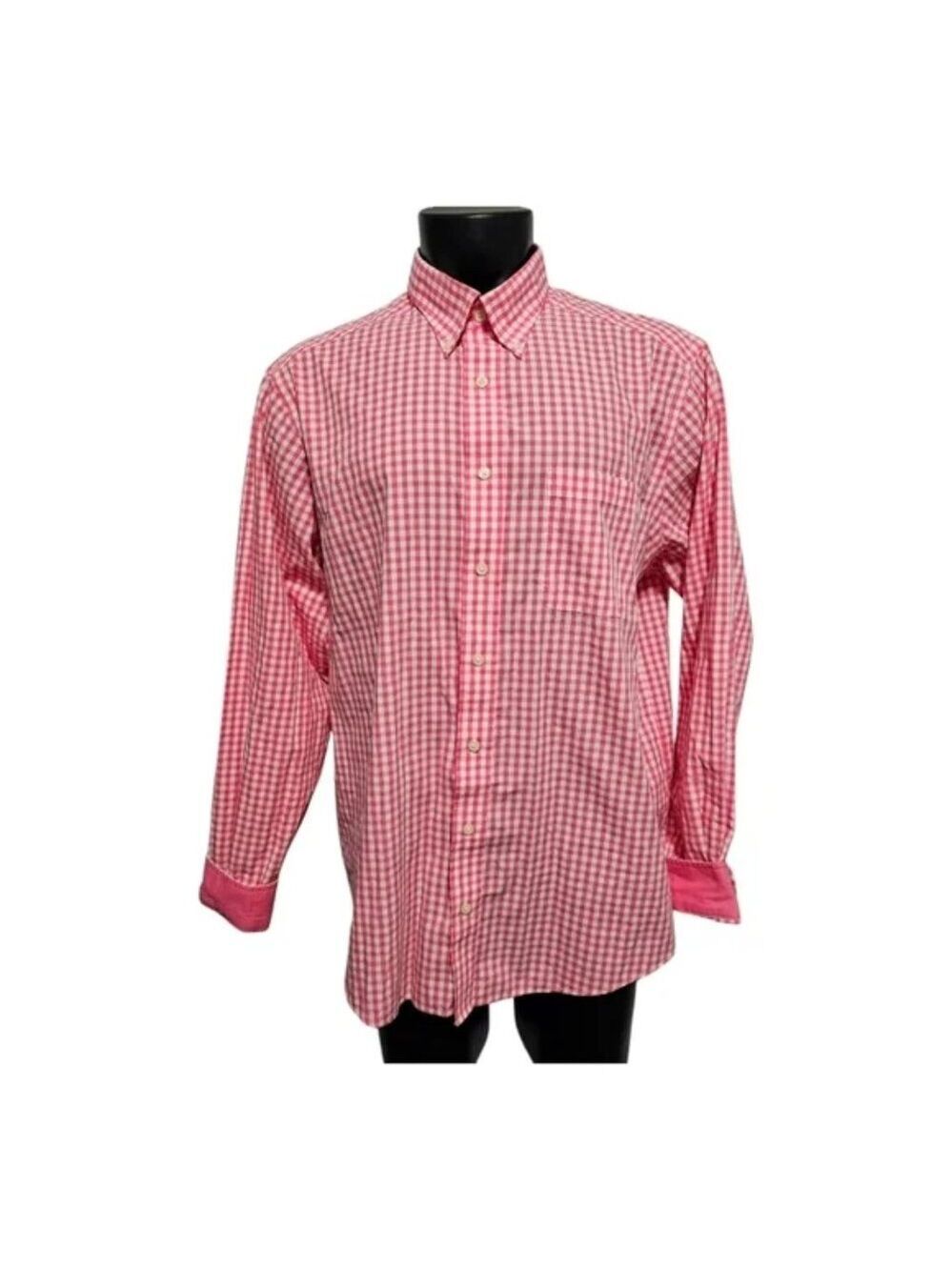 croft & barrow Shirt Size 18.5 Pink White Check Long Sleeve